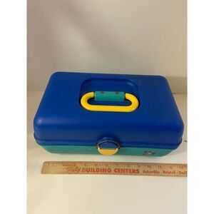 Caboodle Hard Tote Blue Green Vintage USA #2602